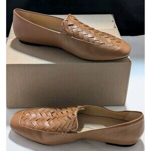 Banana Republic Womens Flats US Size 6.5 Brown Woven Leather Loafer Snip Toe